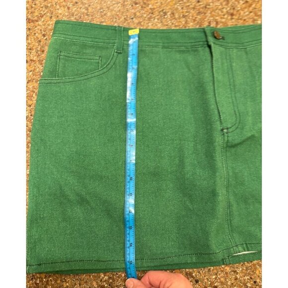 Megan Renee Womens Kelly Green Denim Casual Mini Skirt Size L Pockets Zip - Picture 6 of 9